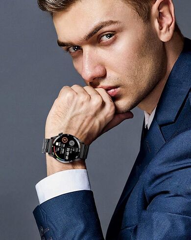 ساعة ذكية للرجال من LIGE مزودة بتقنية البلوتوث للرد على المكالمات، ساعة تعقب اللياقة البدنية مع عداد خطوات لمراقبة معدل ضربات القلب/BP/النوم، 2024 1.3 بوصة عالية الدقة تعمل باللمس بالكامل مقاومة للماء لهواتف iPhone Android باللون الأسود in Kuwait