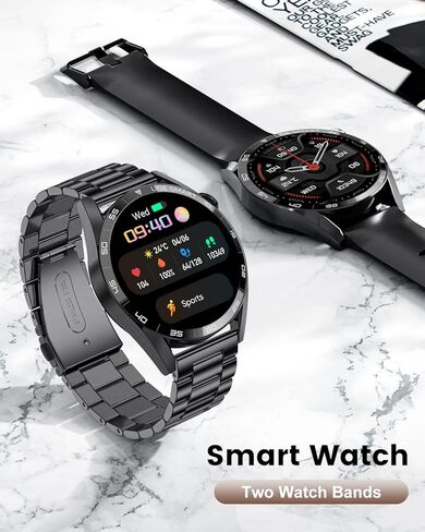 ساعة ذكية للرجال من LIGE مزودة بتقنية البلوتوث للرد على المكالمات، ساعة تعقب اللياقة البدنية مع عداد خطوات لمراقبة معدل ضربات القلب/BP/النوم، 2024 1.3 بوصة عالية الدقة تعمل باللمس بالكامل مقاومة للماء لهواتف iPhone Android باللون الأسود in Kuwait