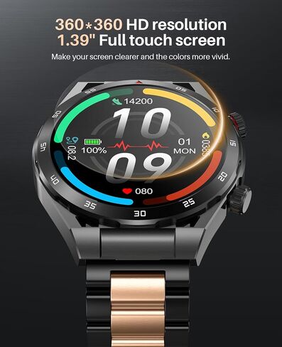 EarlySincere Smart Watches for Men, 1.39" HD Fitness Watch, Smartwatches with Blood Pressure Heart Rate Blood Oxygen Sleep Monitor for Android and iPhone, Black Metal in Saudi Arabia