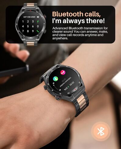 EarlySincere Smart Watches for Men, 1.39" HD Fitness Watch, Smartwatches with Blood Pressure Heart Rate Blood Oxygen Sleep Monitor for Android and iPhone, Black Metal in Saudi Arabia