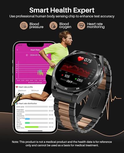 EarlySincere Smart Watches for Men, 1.39" HD Fitness Watch, Smartwatches with Blood Pressure Heart Rate Blood Oxygen Sleep Monitor for Android and iPhone, Black Metal in Saudi Arabia