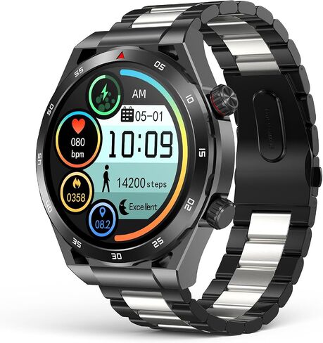 EarlySincere Smart Watches for Men, 1.39" HD Fitness Watch, Smartwatches with Blood Pressure Heart Rate Blood Oxygen Sleep Monitor for Android and iPhone, Black Metal in Saudi Arabia