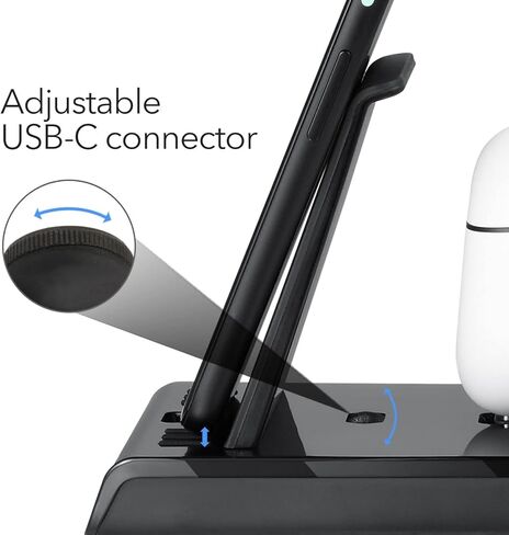 محطة شحن Wasserstein 2 في 1 - مصنوعة خصيصًا لـ Google - حامل Pixel لشحن أجهزة Google وUSB-C المتعددة في نفس الوقت (أسود) in Kuwait