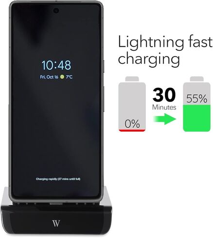 محطة شحن Wasserstein 2 في 1 - مصنوعة خصيصًا لـ Google - حامل Pixel لشحن أجهزة Google وUSB-C المتعددة في نفس الوقت (أسود) in Kuwait