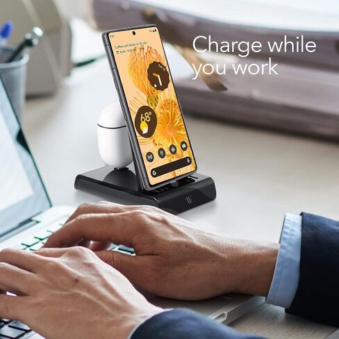 محطة شحن Wasserstein 2 في 1 - مصنوعة خصيصًا لـ Google - حامل Pixel لشحن أجهزة Google وUSB-C المتعددة في نفس الوقت (أسود) in Kuwait