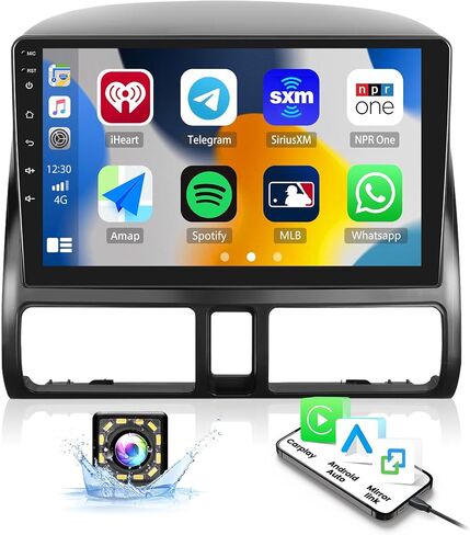 ستيريو سيارة SIXWIN لسيارة Honda CRV 2002 2003 2004 2005 2006 9 بوصة تعمل باللمس مشغل MP5 للسيارة مع شاشة CarPlay Android Auto Mirror Link Bluetooth FM SWC EQ مضخم صوت كاميرا احتياطية MIC in Saudi Arabia