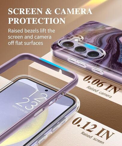 GVIEWIN Designed for Samsung Galaxy S24 Plus Case, [4 in 1 Full-Body Protection][Military Grade Drop Tested] Marble Shockproof Protective Phone Cover for S24 Plus 6.7" 2024(Dreamland River/Purple) in Saudi Arabia
