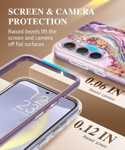 GVIEWIN Designed for Samsung Galaxy S24 Plus Case, [4 in 1 Full-Body Protection][Military Grade Drop Tested] Marble Shockproof Protective Phone Cover for S24 Plus 6.7" 2024(Dreamland River/Purple) in Saudi Arabia