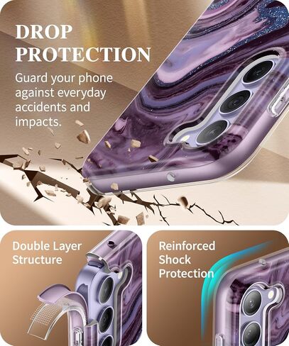 GVIEWIN Designed for Samsung Galaxy S24 Plus Case, [4 in 1 Full-Body Protection][Military Grade Drop Tested] Marble Shockproof Protective Phone Cover for S24 Plus 6.7" 2024(Dreamland River/Purple) in Saudi Arabia