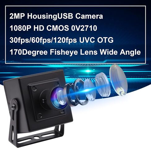 كاميرا USB 1080P HD كاميرا ويب 170 درجة زاوية واسعة عدسة عين السمكة معدل إطار عالي 120 إطارًا في الثانية 60 إطارًا في الثانية 30 إطارًا في الثانية توصيل وتشغيل كاميرا الويب لـ Skype/Zoom/FaceTime/Hangouts، الكمبيوتر الشخصي/الكمبيوتر المحمول/Raspberry Pi in Kuwait