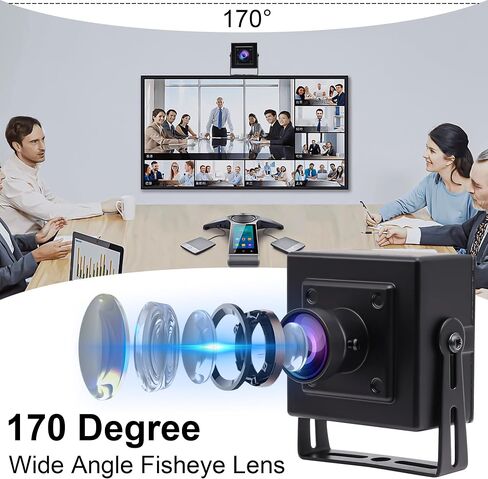 كاميرا USB 1080P HD كاميرا ويب 170 درجة زاوية واسعة عدسة عين السمكة معدل إطار عالي 120 إطارًا في الثانية 60 إطارًا في الثانية 30 إطارًا في الثانية توصيل وتشغيل كاميرا الويب لـ Skype/Zoom/FaceTime/Hangouts، الكمبيوتر الشخصي/الكمبيوتر المحمول/Raspberry Pi in Kuwait
