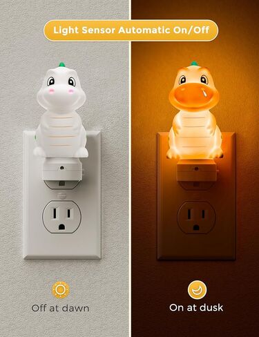 L LOHAS LED ضوء ليلي للأطفال، مقبس ضوء ليلي ديناصور ثلاثي الأبعاد، أضواء ليلية للحضانة من الغسق إلى الفجر، RGB+أبيض ناعم 3000K، 3 أوضاع إضاءة، ديكور الغرفة، الأطفال in Kuwait