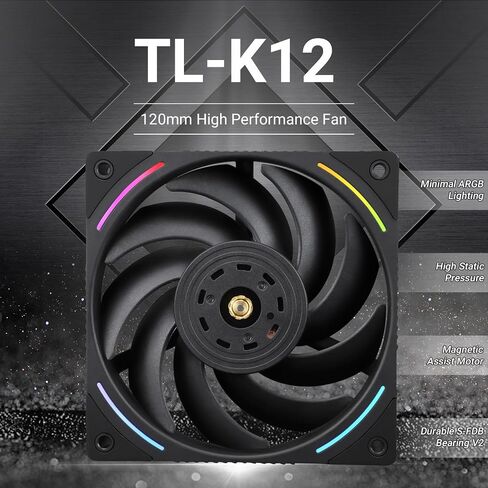 Thermalright TL-K12 ARGB CPU Fan 120mm Case Cooler Fan, 4pin PWM Connector Silent Computer Fan with S-FDB Bearing and Double-sided rubber mat,Desktop Cooling Fan，AIRFLOW CONNECTOR 69CFM (MAX) (TL-K12) in Kuwait