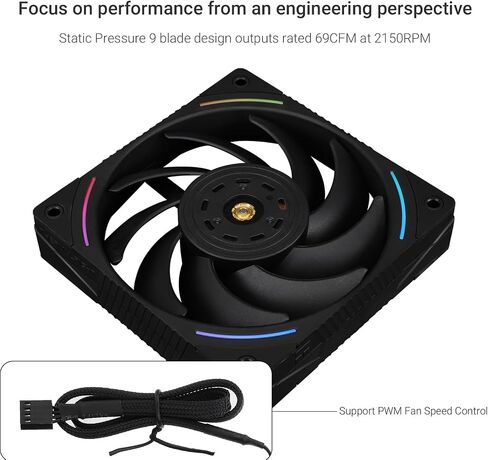 Thermalright TL-K12 ARGB CPU Fan 120mm Case Cooler Fan, 4pin PWM Connector Silent Computer Fan with S-FDB Bearing and Double-sided rubber mat,Desktop Cooling Fan，AIRFLOW CONNECTOR 69CFM (MAX) (TL-K12) in Kuwait