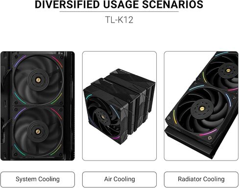 Thermalright TL-K12 ARGB CPU Fan 120mm Case Cooler Fan, 4pin PWM Connector Silent Computer Fan with S-FDB Bearing and Double-sided rubber mat,Desktop Cooling Fan，AIRFLOW CONNECTOR 69CFM (MAX) (TL-K12) in Kuwait