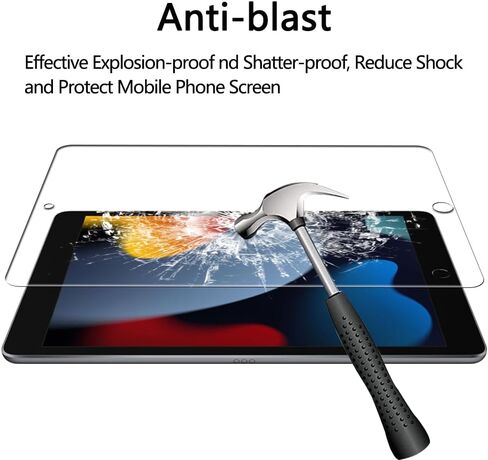 واقي شاشة JOKITA مكون من قطعة واحدة لجهاز iPad 9th 8th 7th Generation (10.2 بوصة، iPad 9/8/7، 2021&2020&2019)، زجاج مقسى 9H مقاوم للخدش، وضوح عالي الدقة، خالٍ من الفقاعات، مضاد لبصمات الأصابع، سهل in Kuwait