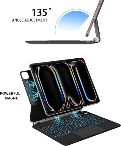Keyboard Case for iPad Pro 13 inch 2024, Magic Keyboard iPad Pro M4 - Magnetic Stand, Multi-Touch Trackpad, 7 Colors Backlight, Auto Sleep/Wake, A2925, A2926, A3007 iPad Pro Keyboard in Saudi Arabia