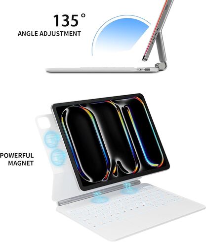 Keyboard Case for iPad Pro 13 inch 2024, Magic Keyboard iPad Pro M4 - Magnetic Stand, Multi-Touch Trackpad, 7 Colors Backlight, Auto Sleep/Wake, A2925, A2926, A3007 iPad Pro Keyboard in Saudi Arabia