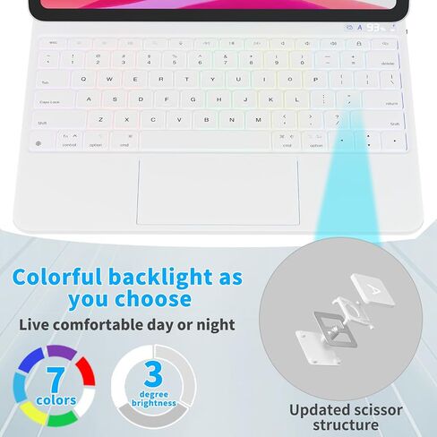 Keyboard Case for iPad Pro 13 inch 2024, Magic Keyboard iPad Pro M4 - Magnetic Stand, Multi-Touch Trackpad, 7 Colors Backlight, Auto Sleep/Wake, A2925, A2926, A3007 iPad Pro Keyboard in Saudi Arabia