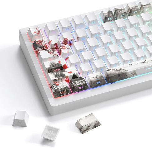 Womier Shine Through Keycaps - PBT Custom Keycaps Set, 127 Keys Plum Blossom, Dye-Sublimation Cherry Profile Keyboard Key Caps for Cherry Gateron MX Switches Mechanical Keyboards in Saudi Arabia