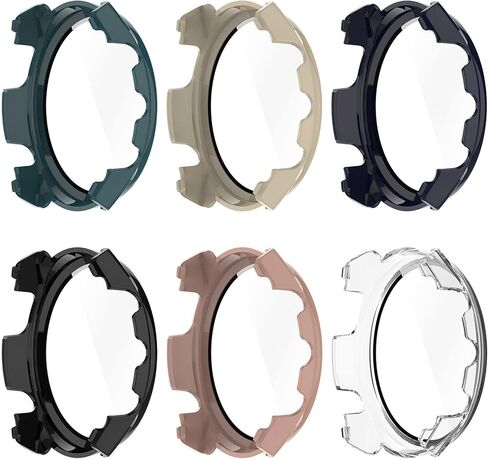 FitTurn متوافق مع حافظات واقي الشاشة Garmin Forerunner 965، حافظة بديلة رفيعة من الكمبيوتر الشخصي، غطاء حماية كامل ثلاثي الأبعاد من الزجاج المقوى لساعة Forerunner 965 (ستة ألوان) in Saudi Arabia