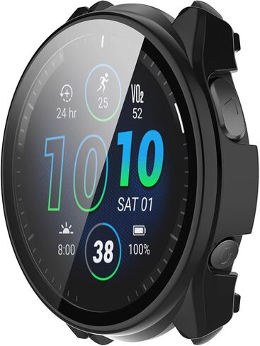 FitTurn متوافق مع حافظات واقي الشاشة Garmin Forerunner 965، حافظة بديلة رفيعة من الكمبيوتر الشخصي، غطاء حماية كامل ثلاثي الأبعاد من الزجاج المقوى لساعة Forerunner 965 (ستة ألوان) in Saudi Arabia