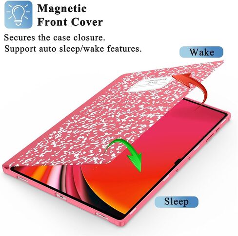 Supveco Case for Samsung Galaxy Tab S9/S8 Ultra 14.6 Inch with S Pen Holder, [Auto Wake/Sleep], Premium Folio Stand Case with Soft TPU Back Cover for Galaxy Tab S9/S8 Ultra 2023/2022-Composition Book in Saudi Arabia