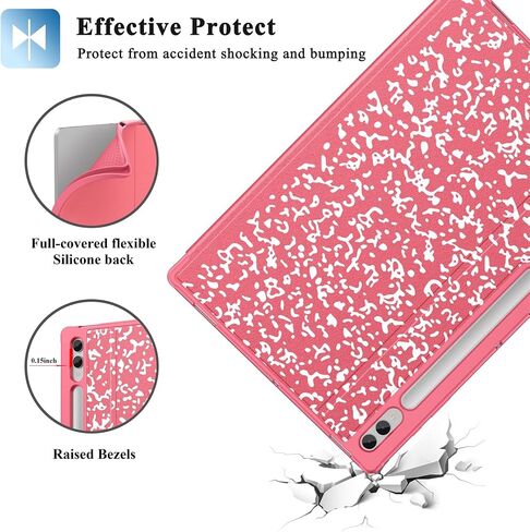 Supveco Case for Samsung Galaxy Tab S9/S8 Ultra 14.6 Inch with S Pen Holder, [Auto Wake/Sleep], Premium Folio Stand Case with Soft TPU Back Cover for Galaxy Tab S9/S8 Ultra 2023/2022-Composition Book in Saudi Arabia