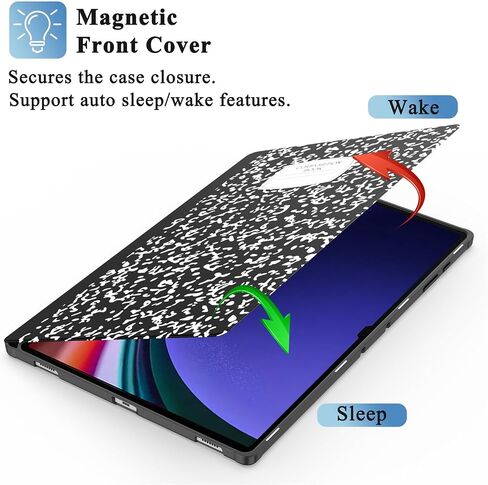 Supveco Case for Samsung Galaxy Tab S9/S8 Ultra 14.6 Inch with S Pen Holder, [Auto Wake/Sleep], Premium Folio Stand Case with Soft TPU Back Cover for Galaxy Tab S9/S8 Ultra 2023/2022-Composition Book in Saudi Arabia