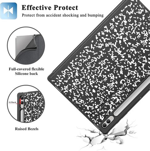 Supveco Case for Samsung Galaxy Tab S9/S8 Ultra 14.6 Inch with S Pen Holder, [Auto Wake/Sleep], Premium Folio Stand Case with Soft TPU Back Cover for Galaxy Tab S9/S8 Ultra 2023/2022-Composition Book in Saudi Arabia