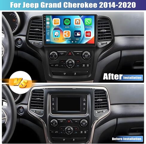 ستيريو سيارة 2G+64G Android 13 لسيارة Jeep Grand Cherokee 2014-2020 مع Apple Carplay Android Auto، وراديو سيارة بشاشة لمس 9 بوصات مع نظام ملاحة GPS، وبلوتوث، وراديو WiFi/FM/RDS، وSWC+كاميرا احتياطية in Saudi Arabia
