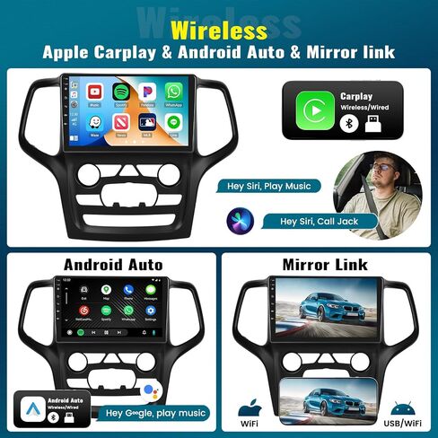 ستيريو سيارة 2G+64G Android 13 لسيارة Jeep Grand Cherokee 2014-2020 مع Apple Carplay Android Auto، وراديو سيارة بشاشة لمس 9 بوصات مع نظام ملاحة GPS، وبلوتوث، وراديو WiFi/FM/RDS، وSWC+كاميرا احتياطية in Saudi Arabia