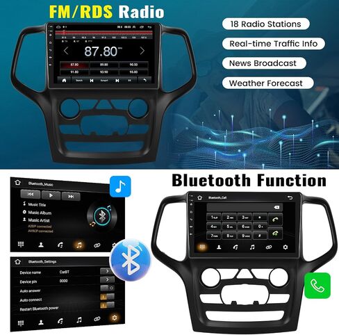 ستيريو سيارة 2G+64G Android 13 لسيارة Jeep Grand Cherokee 2014-2020 مع Apple Carplay Android Auto، وراديو سيارة بشاشة لمس 9 بوصات مع نظام ملاحة GPS، وبلوتوث، وراديو WiFi/FM/RDS، وSWC+كاميرا احتياطية in Saudi Arabia