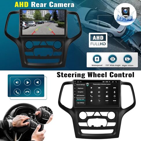 ستيريو سيارة 2G+64G Android 13 لسيارة Jeep Grand Cherokee 2014-2020 مع Apple Carplay Android Auto، وراديو سيارة بشاشة لمس 9 بوصات مع نظام ملاحة GPS، وبلوتوث، وراديو WiFi/FM/RDS، وSWC+كاميرا احتياطية in Saudi Arabia