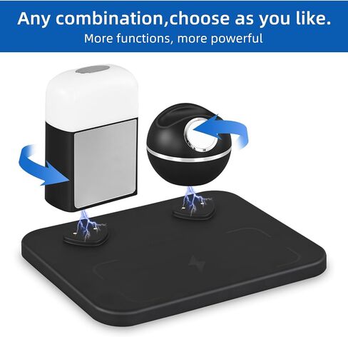 Wireless Charger 3 in 1,Wireless Charging Station Compatible for iPhone15/14/13/12/11/X/iWatch SE/8/7/6/5/4/AirPods 3/2/1/Pro,Night Light with Digital Alarm Clock (Black/Silver) in Saudi Arabia