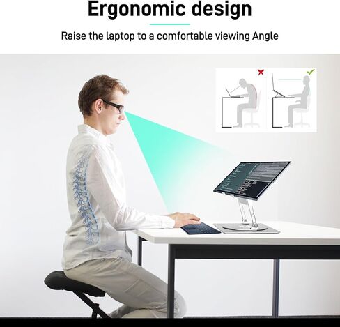 Adjustable Laptop Stand, Ergonomic Portable Computer Riser,Laptop Docking Station Stand for MacBook Pro/Air/Dell/HP/Surface/Lenovo, 13"-17.3" Notebook and Tablet（Silvery White） in Kuwait