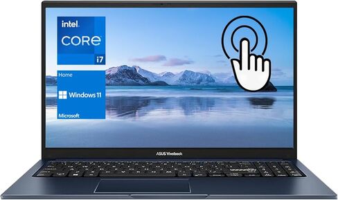 ASUS Vivobook Laptop, 15.6" FHD Touchscreen, Intel Core i7-1255U Processor, 40GB RAM, 1TB SSD, Backlit Keyboard, Numeric Keypad, Webcam, HDMI, Wi-Fi 6, Windows 11 Home, Blue in Saudi Arabia