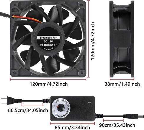 120mm Fan 120mm x 38mm 110V 220V AC Powered Cooling Fan with Speed Controller 3V to 12V 1238 AC for Cooling Ventilation Exhaust Projects in Saudi Arabia