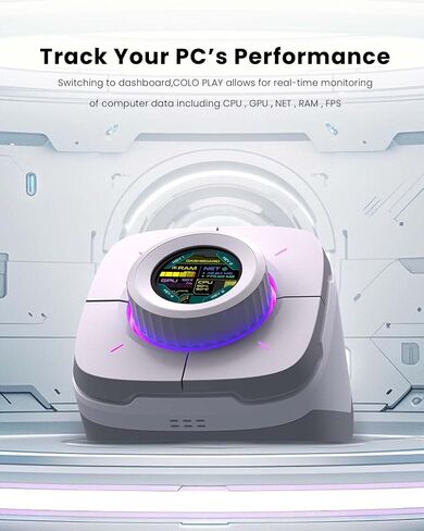 وحدة تحكم سطح المكتب كولولايت مع لوحة مفاتيح ألعاب قابلة للبرمجة RGB Light Colo Play، ومفتاح طاقة الكمبيوتر لمراقبة الأداء، وحدة تحكم وسائط سطح المكتب مع سبوتيفي ويوتيوب ونيتفليكس (أبيض) in Saudi Arabia
