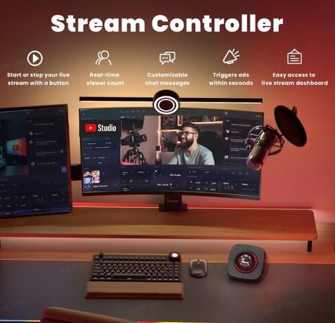 وحدة تحكم سطح المكتب كولولايت مع لوحة مفاتيح ألعاب قابلة للبرمجة RGB Light Colo Play، ومفتاح طاقة الكمبيوتر لمراقبة الأداء، وحدة تحكم وسائط سطح المكتب مع سبوتيفي ويوتيوب ونيتفليكس (أبيض) in Saudi Arabia