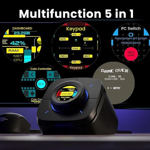 وحدة تحكم سطح المكتب كولولايت مع لوحة مفاتيح ألعاب قابلة للبرمجة RGB Light Colo Play، ومفتاح طاقة الكمبيوتر لمراقبة الأداء، وحدة تحكم وسائط سطح المكتب مع سبوتيفي ويوتيوب ونيتفليكس (أبيض) in Saudi Arabia