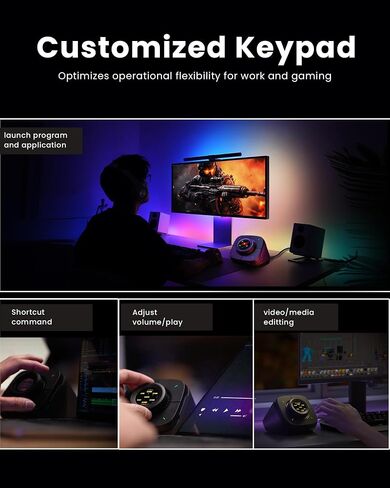 وحدة تحكم سطح المكتب كولولايت مع لوحة مفاتيح ألعاب قابلة للبرمجة RGB Light Colo Play، ومفتاح طاقة الكمبيوتر لمراقبة الأداء، وحدة تحكم وسائط سطح المكتب مع سبوتيفي ويوتيوب ونيتفليكس (أبيض) in Saudi Arabia