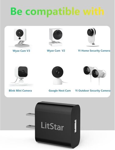 محول طاقة USB لكاميرا الأمان في الهواء الطلق Wyze Nest Cam Pan V3 V2 شاحن حائط لـ Blink Mini Pan/Ring Spotlight/Google Nest/Blink Indoor/Ring Stick Cam/Arlo Pro Cam والمزيد in Kuwait