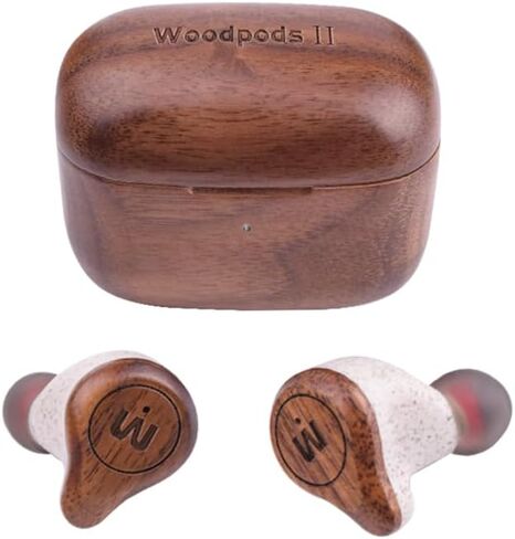 True Wireless Earbuds TWS - Real Wood Crafted Case and Finishment, USB-C Charging Case, Long Lasting Battery, Built-in Mic, Confortable, Touch Controls, for Iphone, Android, PC, (Bamboo) in Saudi Arabia