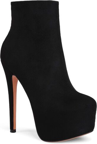 Petit Cadeau Jodi - Women's Trendy & Sexy Rounded Toe ankle boots with side zipper and velvet inner lining featuring 6" Stiletto High Heels & 2" Platform. Handmade to perfection. in Kuwait