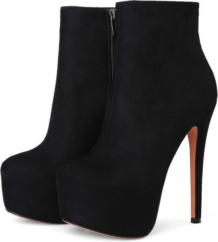 Petit Cadeau Jodi - Women's Trendy & Sexy Rounded Toe ankle boots with side zipper and velvet inner lining featuring 6" Stiletto High Heels & 2" Platform. Handmade to perfection. in Kuwait