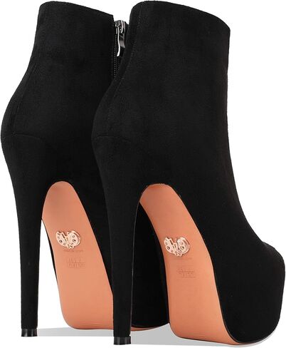 Petit Cadeau Jodi - Women's Trendy & Sexy Rounded Toe ankle boots with side zipper and velvet inner lining featuring 6" Stiletto High Heels & 2" Platform. Handmade to perfection. in Kuwait