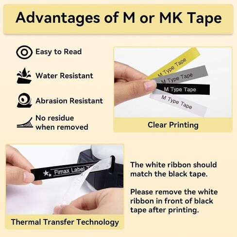 Fimax 4 Pack Compatible M Tape Label Maker Tape 12mm 0.47 Color 931 831 335 131 (Black on Silver/Pale Gold/Clear, White on Black) for Brother Ptouch PT-M95 PT-70BM PT-90 PT85 PT65 PT45 Label Maker in Saudi Arabia