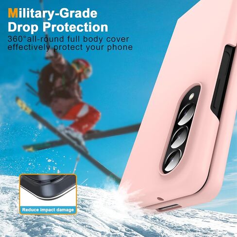 for Galaxy Z Fold 3 5G Case,Lightweight,Slim Fit Drop Protection Rugged Shockproof Cover for Samsung Galaxy Z Fold 3 5G,Slim Thin Hard PC Shockproof Protective Phone Black 4-Z Fold3-02 in Kuwait