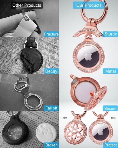 Airtag Holder, Metal Badge Rhinestone Airtag Keychain case, 360 ° sturdy protection Airtag key chain, Air tag key chain compatible Apple Airtag in Saudi Arabia